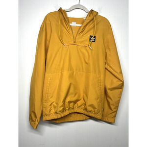 Adidas Hip Jacket Hooded Windbreaker Lightweight Nylon Pockets Yellow Size Small
